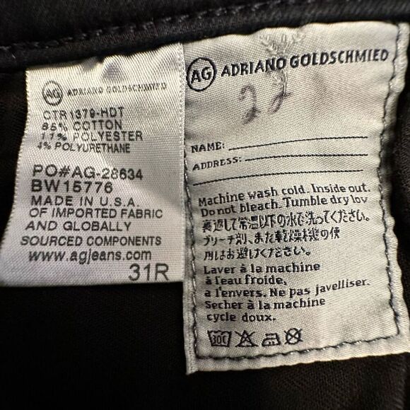 AG Adriano Goldschmied Contour 360 High Rise The Farrah Skinny Jeans Black 31R - Picture 6 of 6